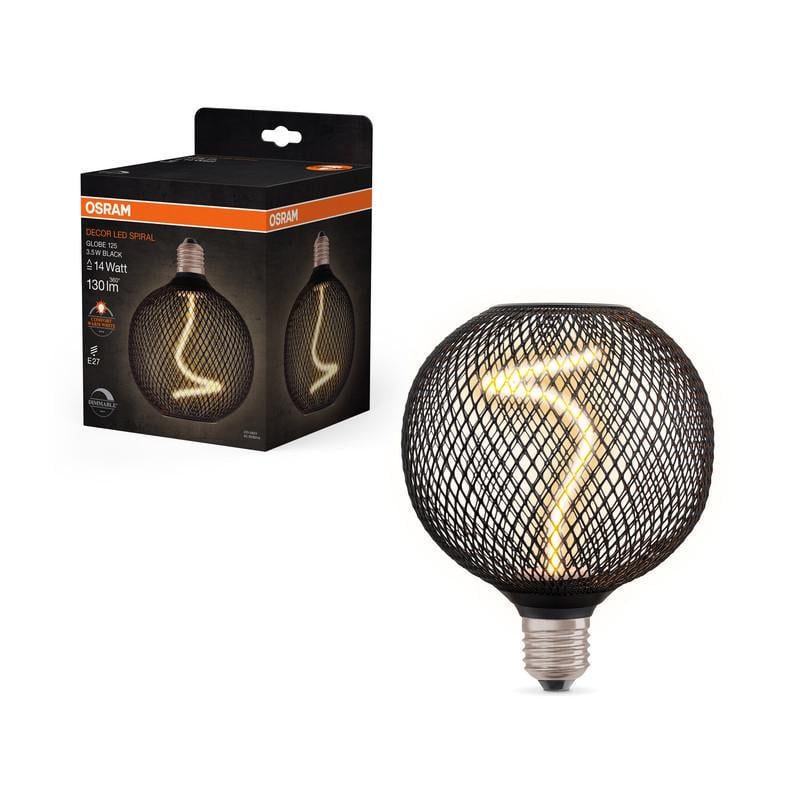 Лампа світлодіодна Osram LED DECO SPIRAL G125 філаментна 3,5W 220V 130lm 1800K E27 DIM 125x150 мм Black (4058075840287) - фото 3