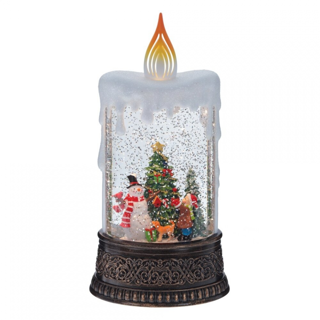 Новогодний ночник XMAS WDL-23016B Свеча со снеговиком 24.5 см (10087)