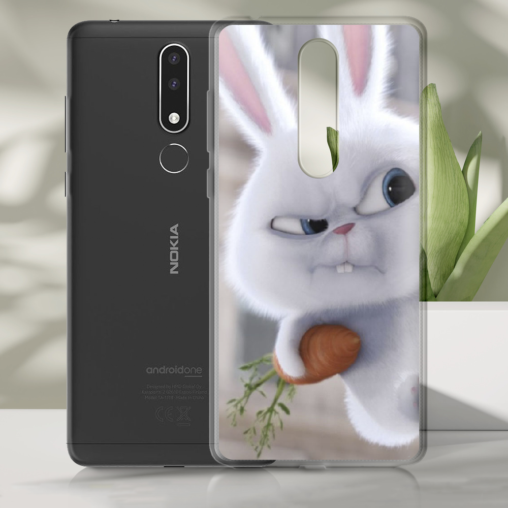 Чехол BoxFace Nokia 3.1 Plus Rabbit Snowball Черный силикон со стеклом (36116-up1116-37737)