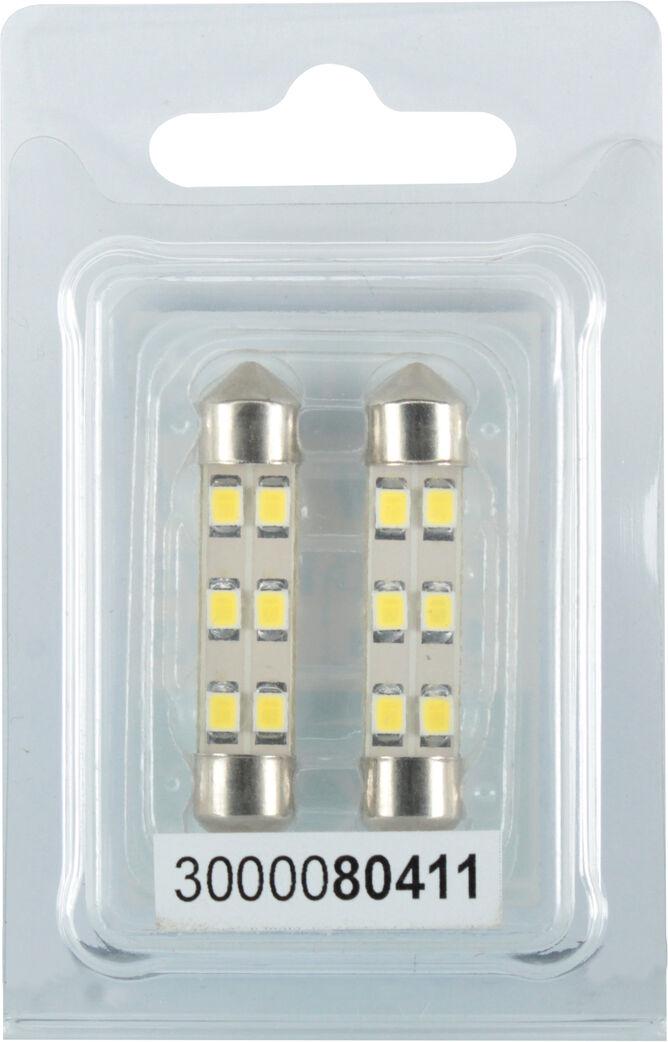Лампочка 2-х цокольная Futura LED T11 C8W SMD 6-диодов 12V-0,7 Вт SV8,5-8 41 мм 2 шт. Белый