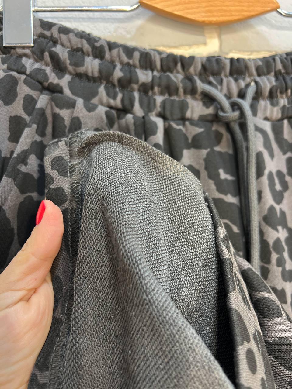 Брюки женские A-N 2630 палаццо леопардовый принт резинка на талии шнурок широкие L Серый (2968) - фото 4 Брюки женские A-N 2630 палаццо леопардовый принт резинка на талии шнурок широкие L Серый (2968) - фото 4