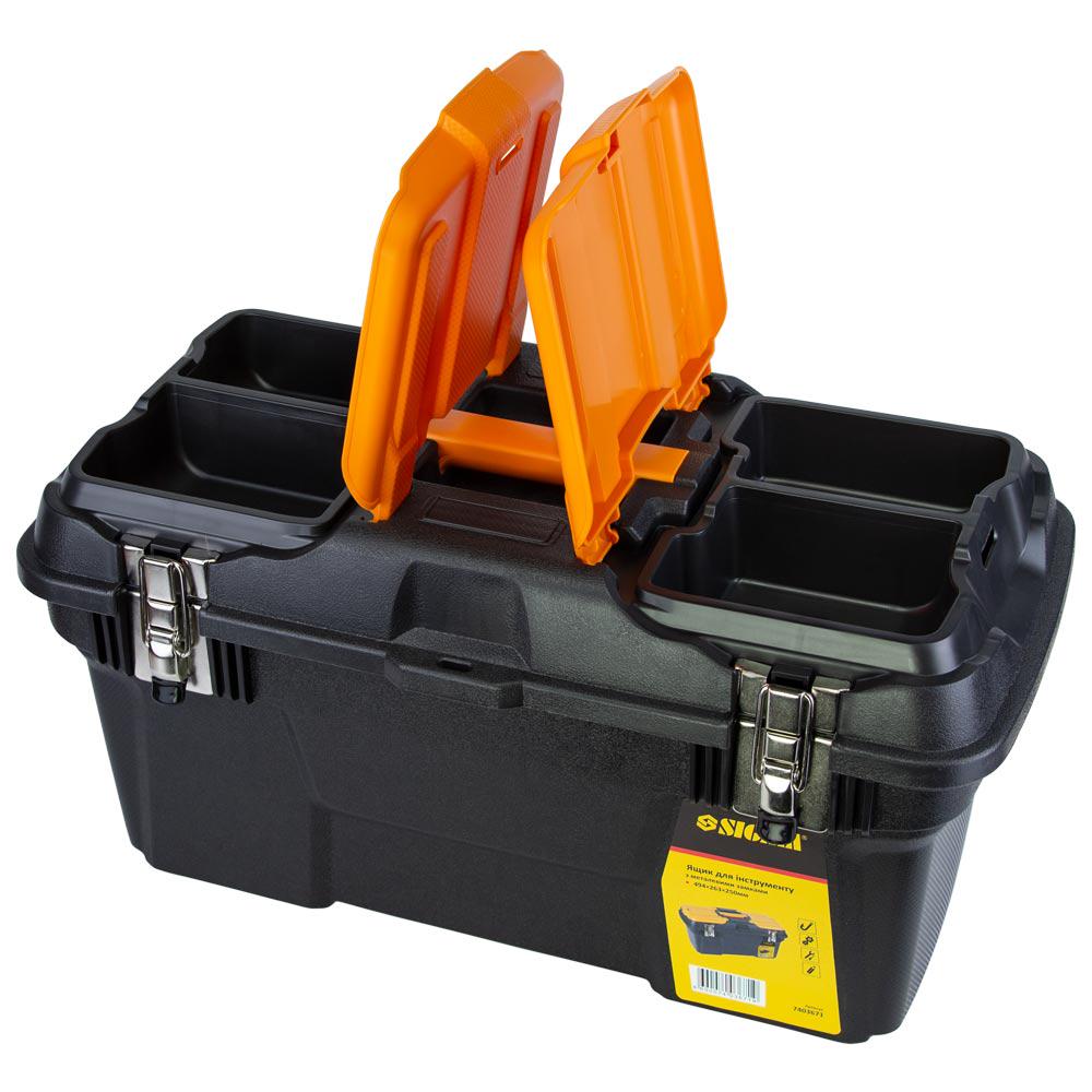 Ящик для інструментів Sigma 494x263x250 мм з металевими замками (7403671) - фото 3 Ящик для інструментів Sigma 494x263x250 мм з металевими замками (7403671) - фото 3