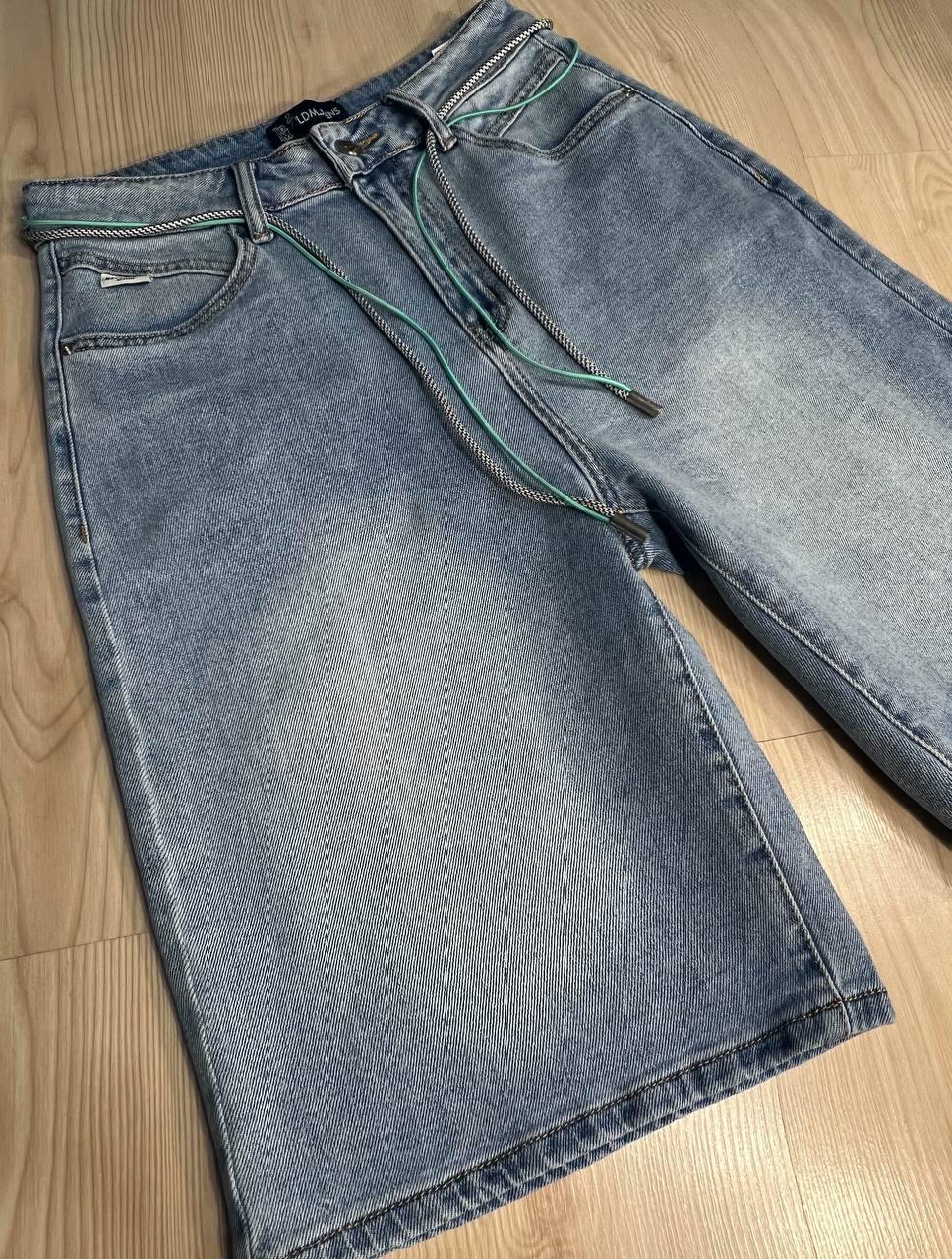 Шорти жіночі джинсові LDM 0223 бермуди з поясом-шнурком р. 32 Блакитний (26881522) - фото 4