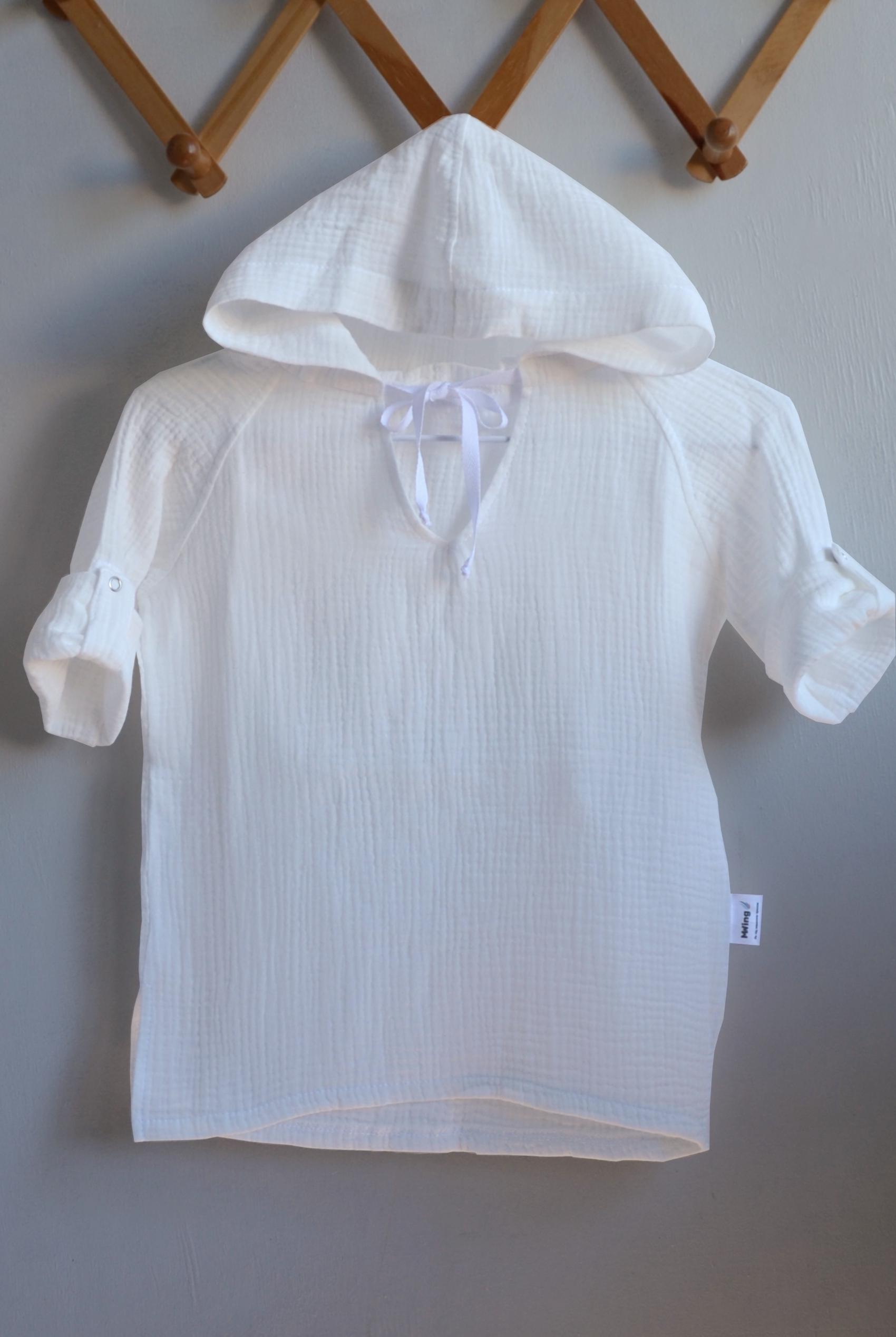 Детская муслиновая туника-рубашка Mwing 92 см-104 Молочный