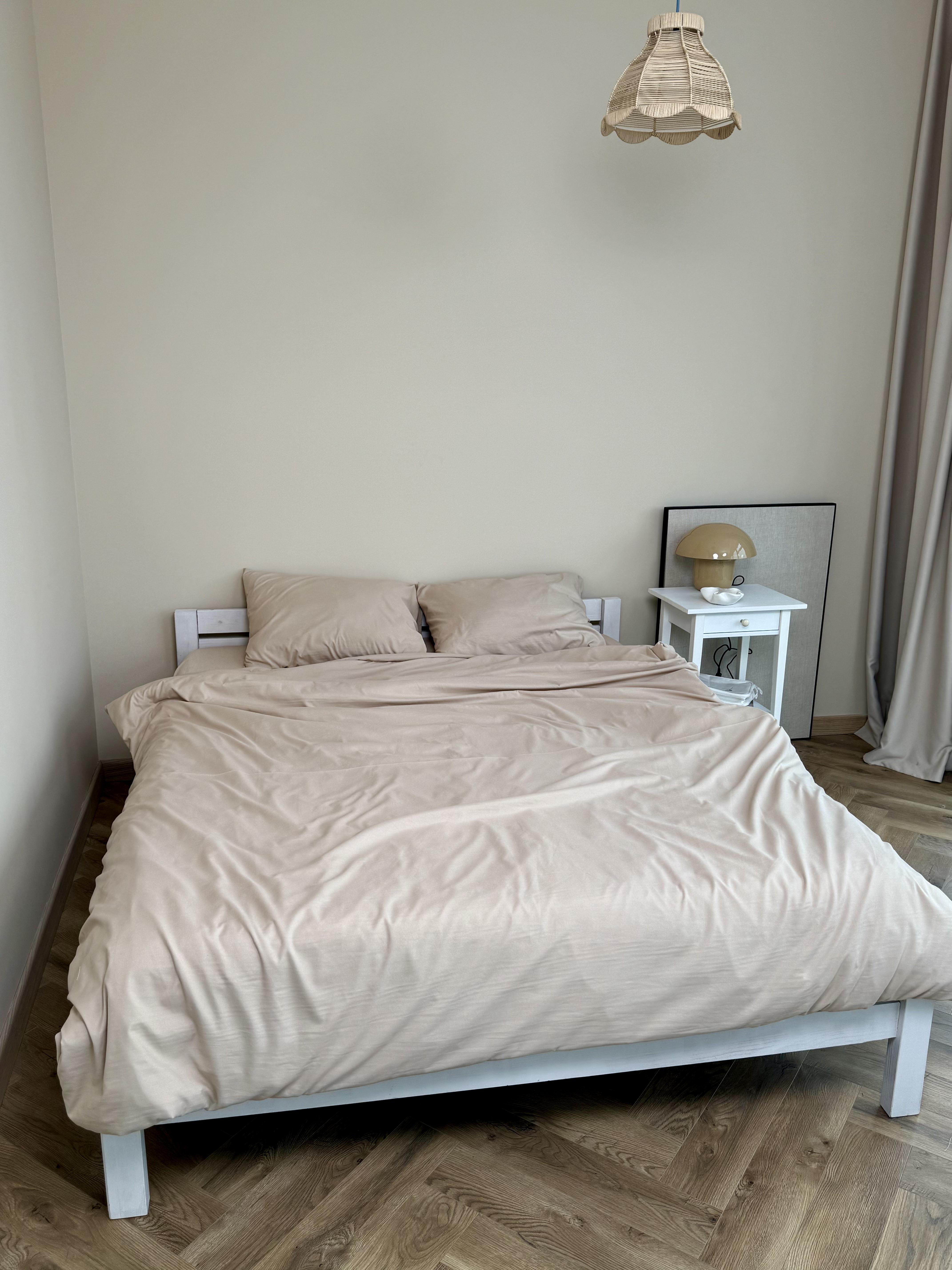 Комплект постельного белья Тень сатин двуспальный/наволочки 50х70/70х70 см Бежевый (6809) - фото 4