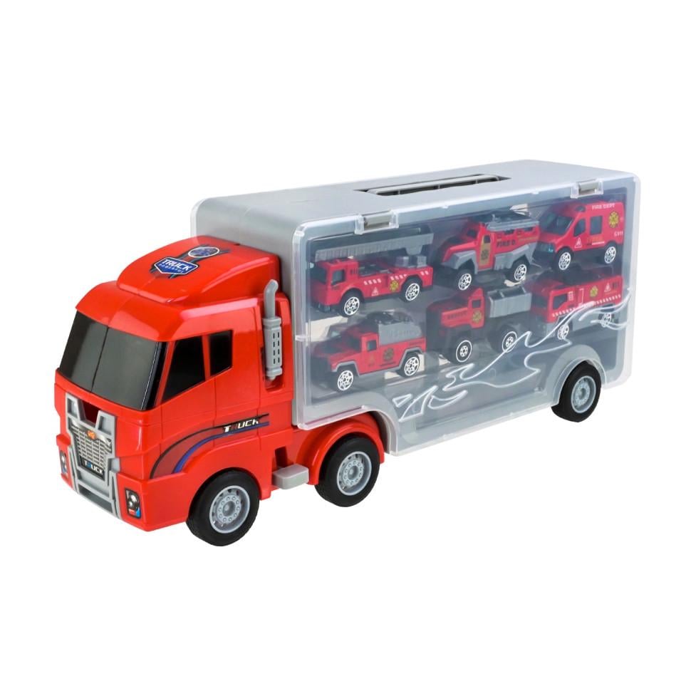 Детский трейлер Автопром с 6 машинками Красный (PS006-2) Детский трейлер Автопром с 6 машинками Красный (PS006-2)