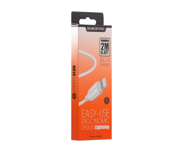 Кабель дата USB Borofone BX14 Lightning 2 м White - фото 2 Кабель дата USB Borofone BX14 Lightning 2 м White - фото 2