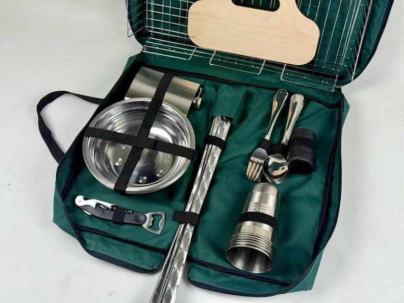 Набір шампурів у чохлі для пікніка на 6 осіб з нержавіючої сталі Зелений (21-10-PS-1006) - фото 5 Набір шампурів у чохлі для пікніка на 6 осіб з нержавіючої сталі Зелений (21-10-PS-1006) - фото 5