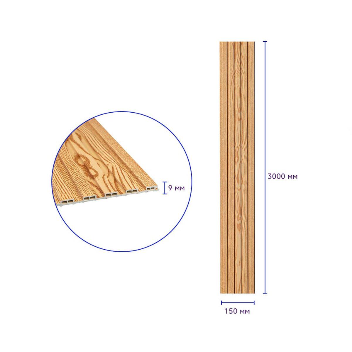 Рейка стеновая декоративная WPC D 3000x150x9 мм Сосна (SW-00001867) - фото 3 Рейка стеновая декоративная WPC D 3000x150x9 мм Сосна (SW-00001867) - фото 3