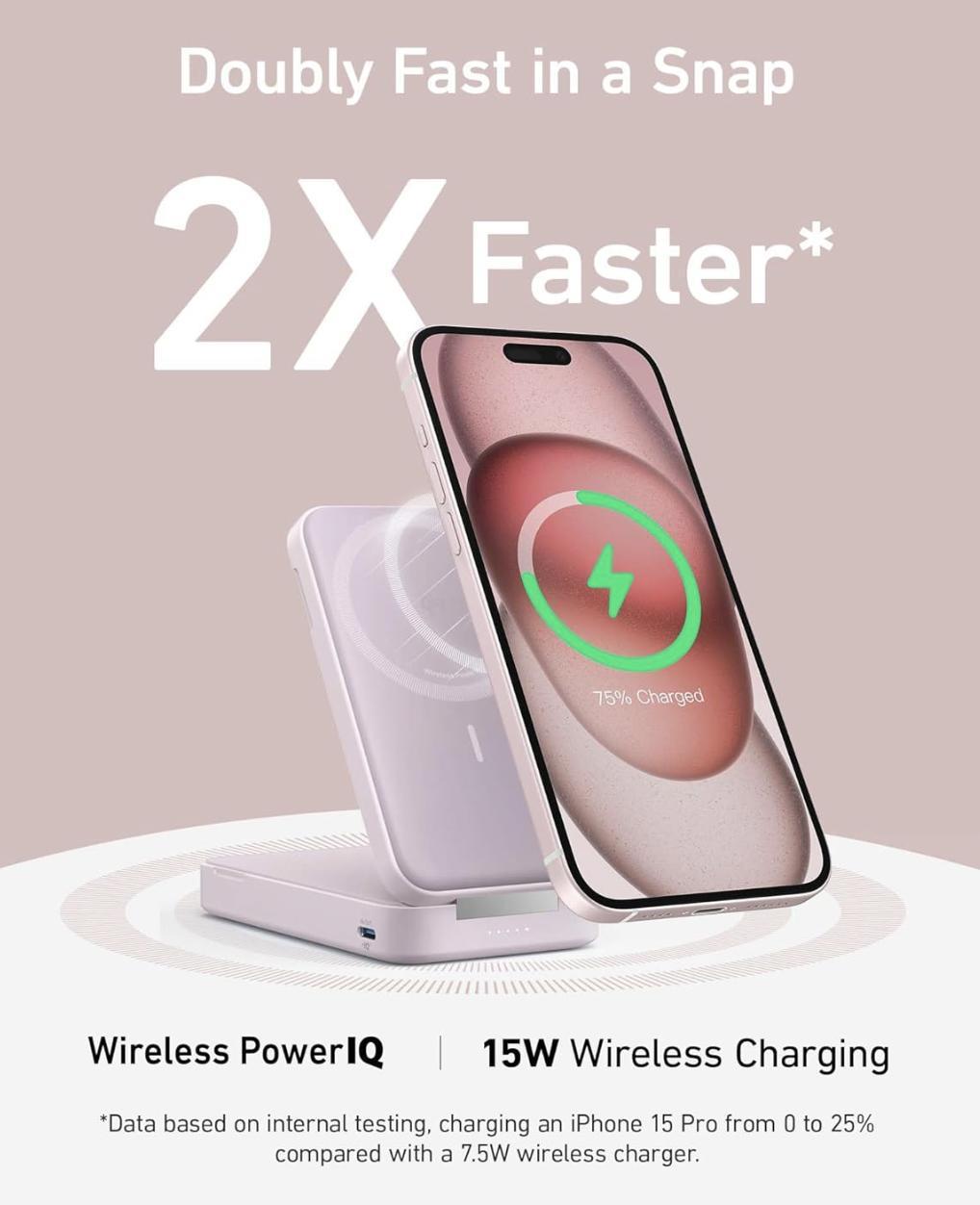 Повербанк Anker MagGo 6600 mAh 15W QI2 Purple (2250788353) - фото 2 Повербанк Anker MagGo 6600 mAh 15W QI2 Purple (2250788353) - фото 2