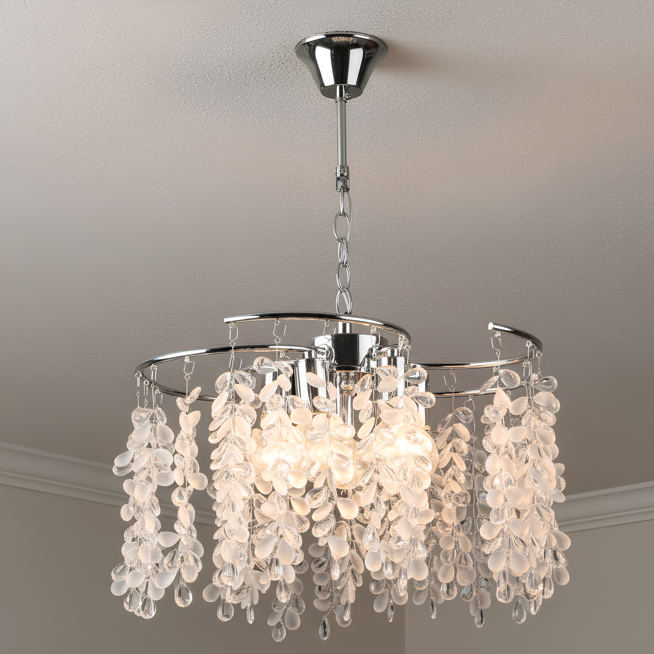 Люстра Valeso с хрустальными подвесами под пять ламп Е14 Хром (S2493/5)