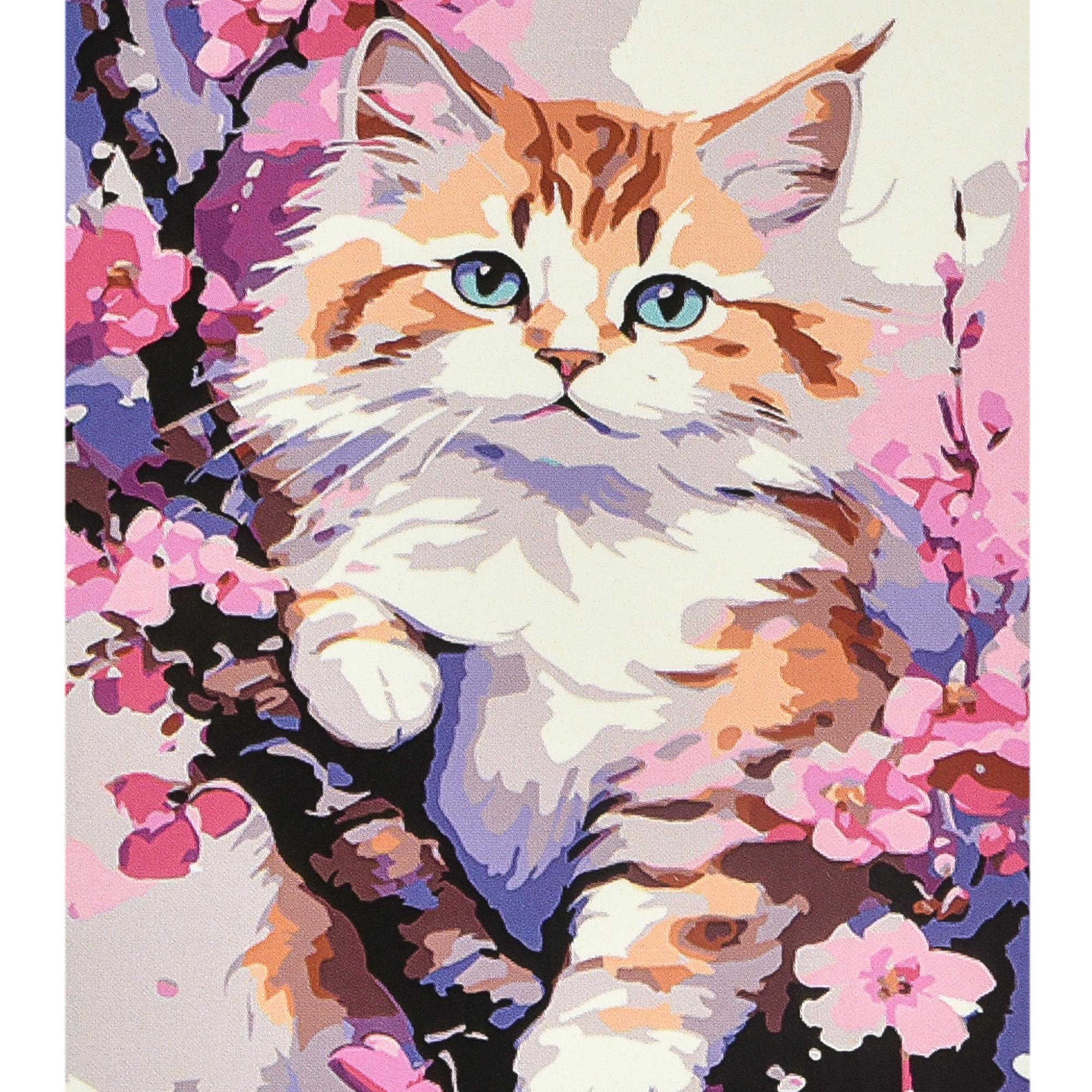 Картина по номерам Strateg Премиум Цветение и пушистость с лаком и уровнем 40x50 см (Str-VA-4639)