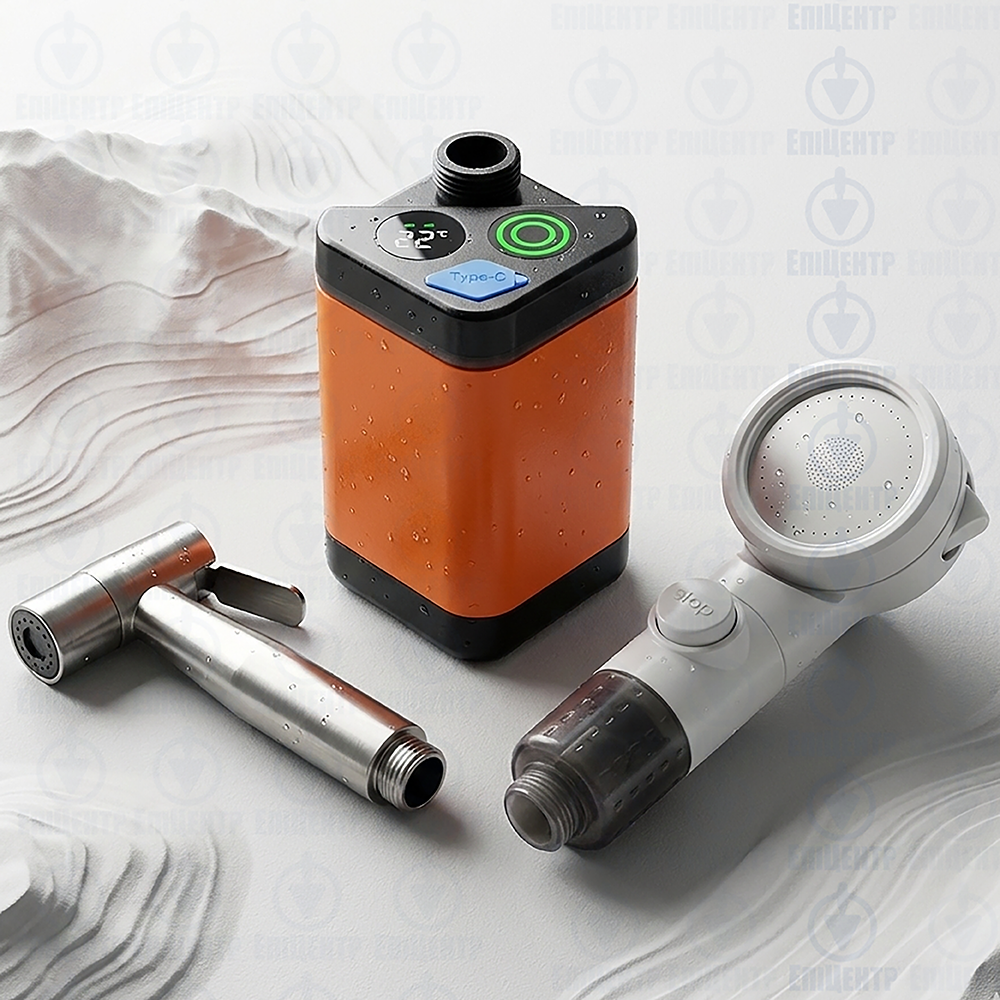 Душ портативний HydroWave з насосом на акумуляторі 5000 mAh похідний покращений акумулятор (700065) Душ портативний HydroWave з насосом на акумуляторі 5000 mAh похідний покращений акумулятор (700065)