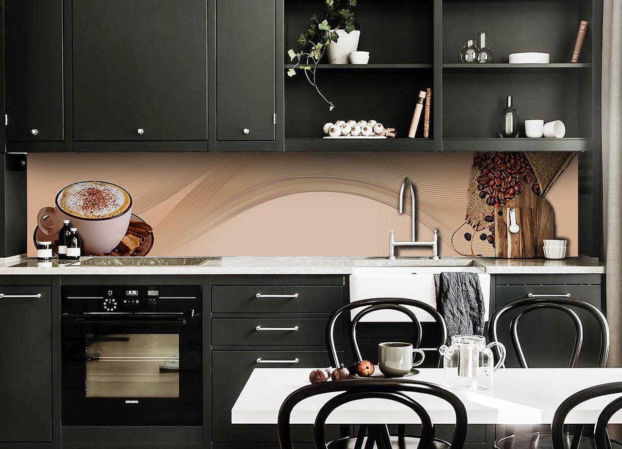 Кухонный фартук Капучино из самоклеющейся виниловой пленки 65х250 см Коричневый