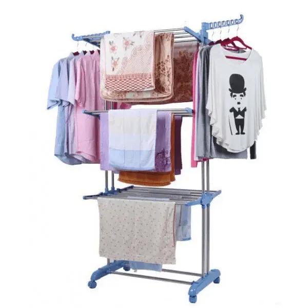 Сушарка для білизни складна Garment Rack With Wheels K-1030 30 кг Білий/Блакитний (1-2-9806) - фото 2