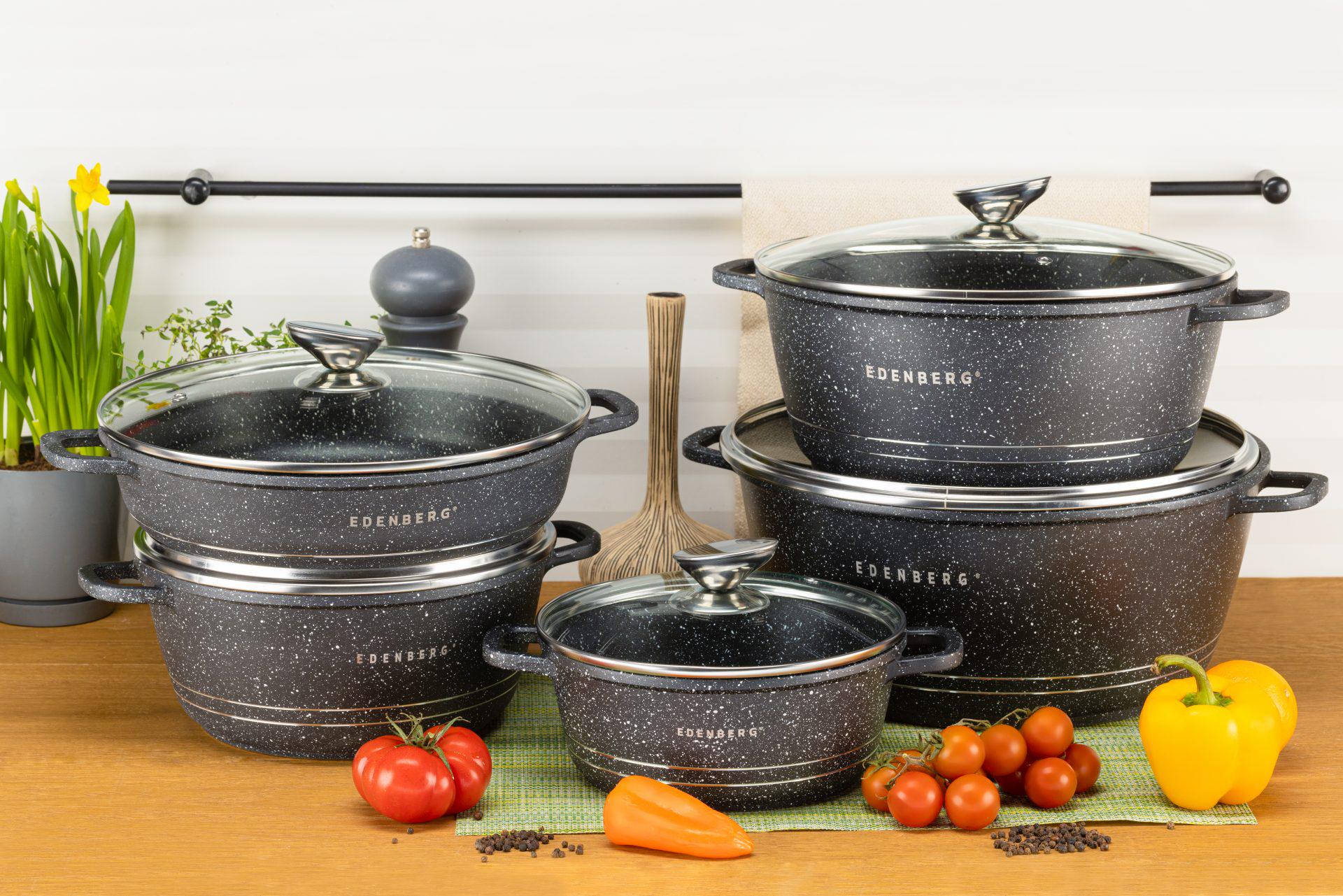 Набір посуду Edenberg із антипригарним гранітним покриттям 12 пр. (P12911) - фото 12 Набір посуду Edenberg із антипригарним гранітним покриттям 12 пр. (P12911) - фото 12