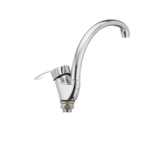 Смеситель для кухни Cron FOCUS-777 с высоким изливом однорычажный цинковый сплав Хром (b-CR0023) - фото 4
