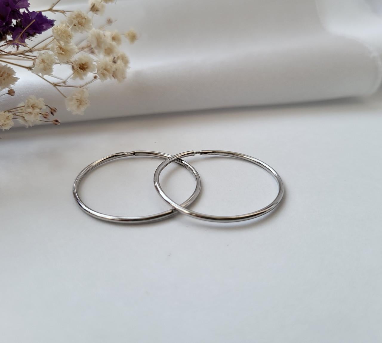 Серебряные серьги пара кольца 964 30 мм тонкие 925 1,80 г (5003г)