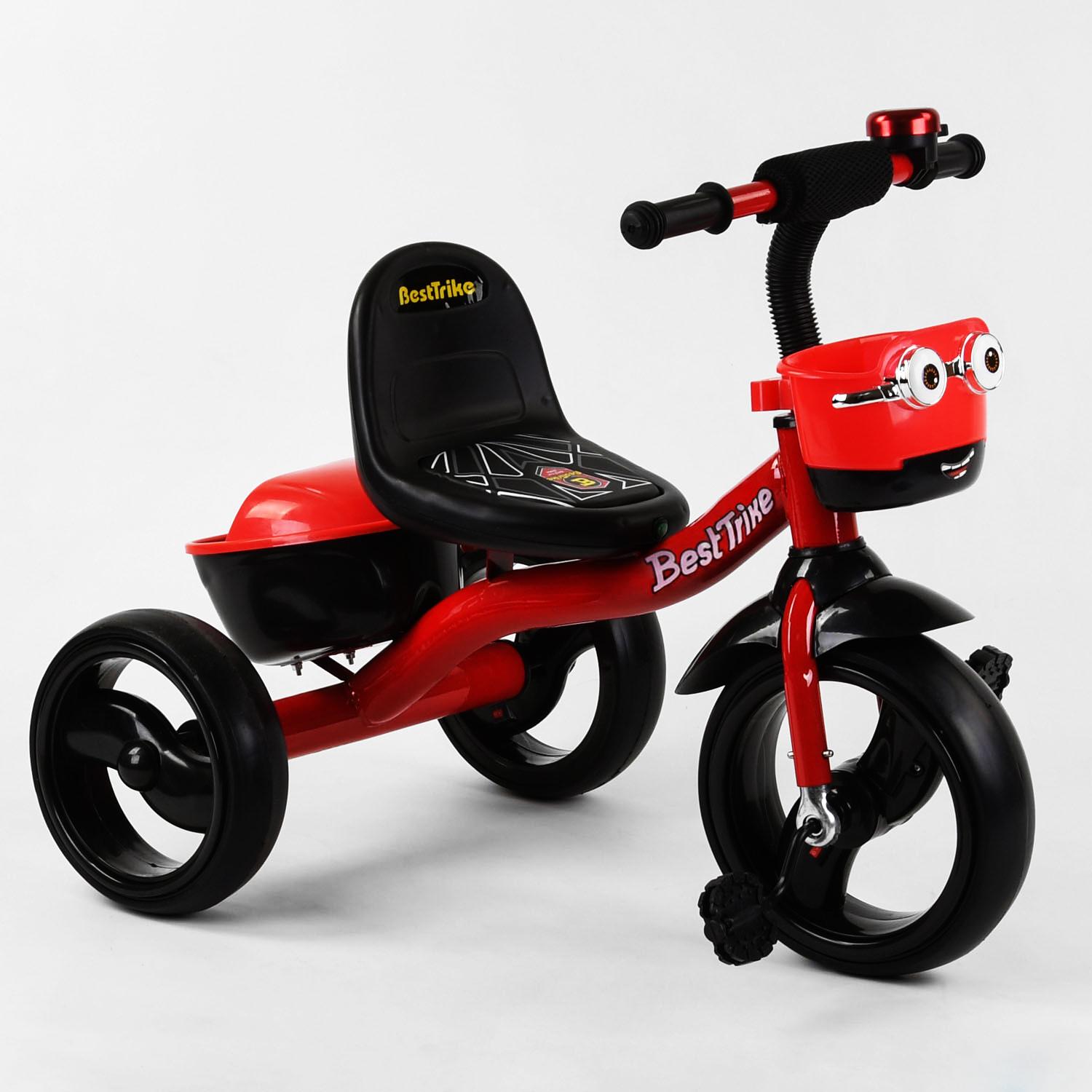 Детский велосипед трехколесный Best Trike колеса светящиеся музыка 2 корзинки Red (102422)