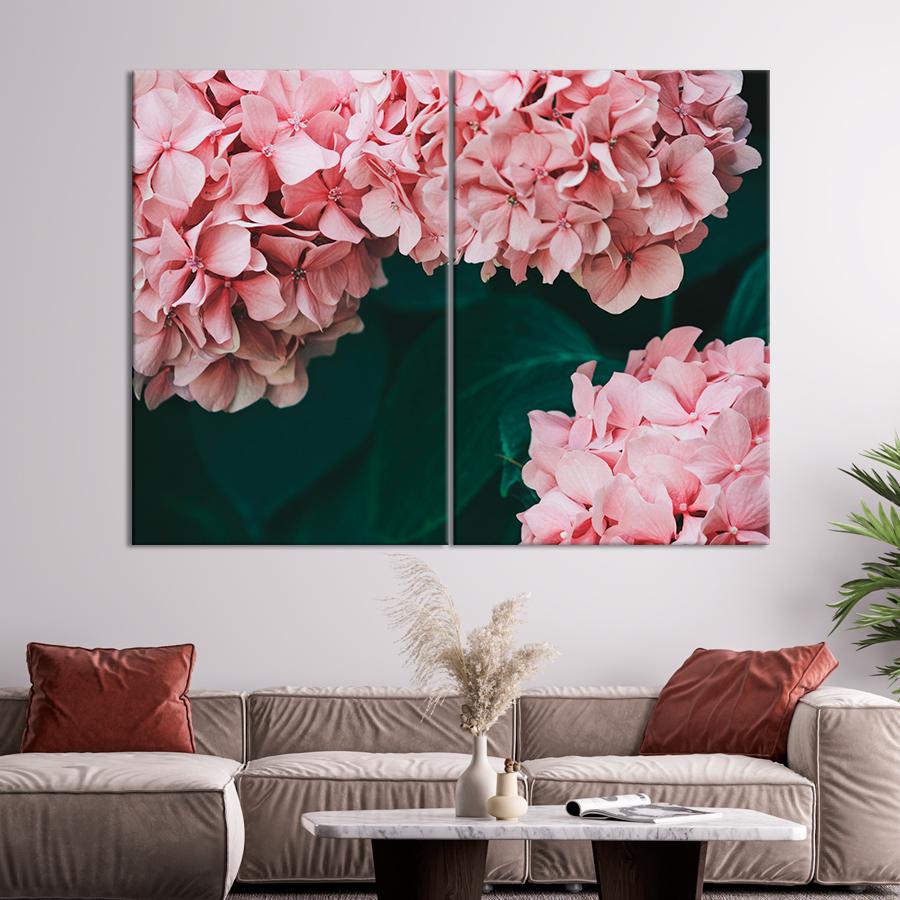 Картина цветы и растения Красивая розовая гортензия 165x122 см (A1018-2)