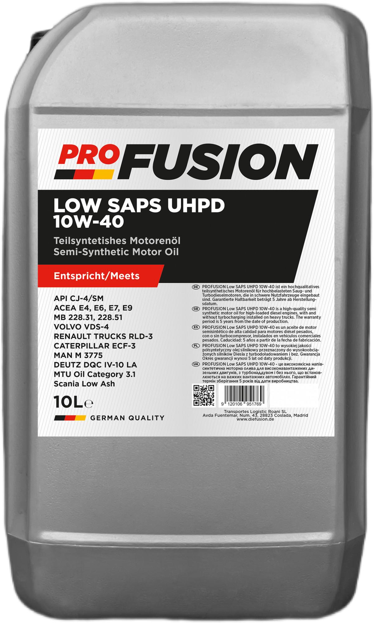 Моторное масло ProFusion Low SAPS UHPD 10w-40 10 л