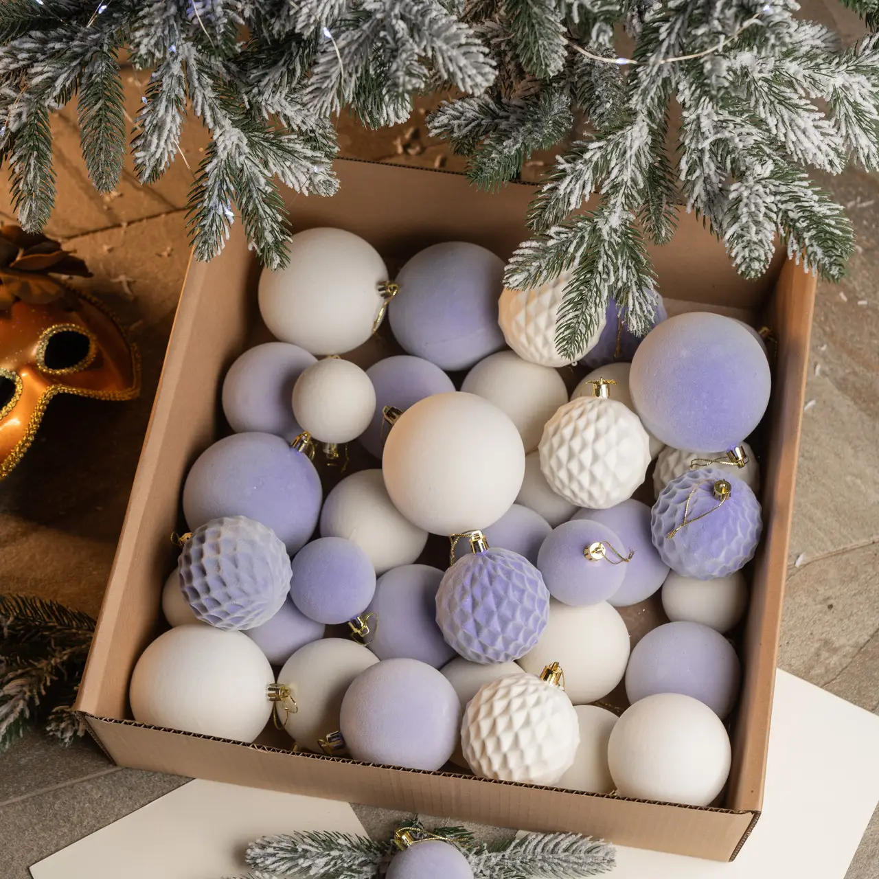 Набор шаров новогодних Бархат 40 шт. Фиолетовый (Оксамит фіолет.) - фото 2