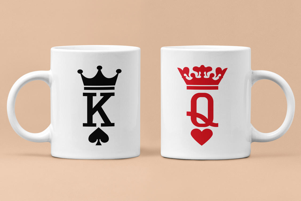 Чашки парные Король и Королева карточные для влюбленных 330 мл Белый (ВЛ22Ч)