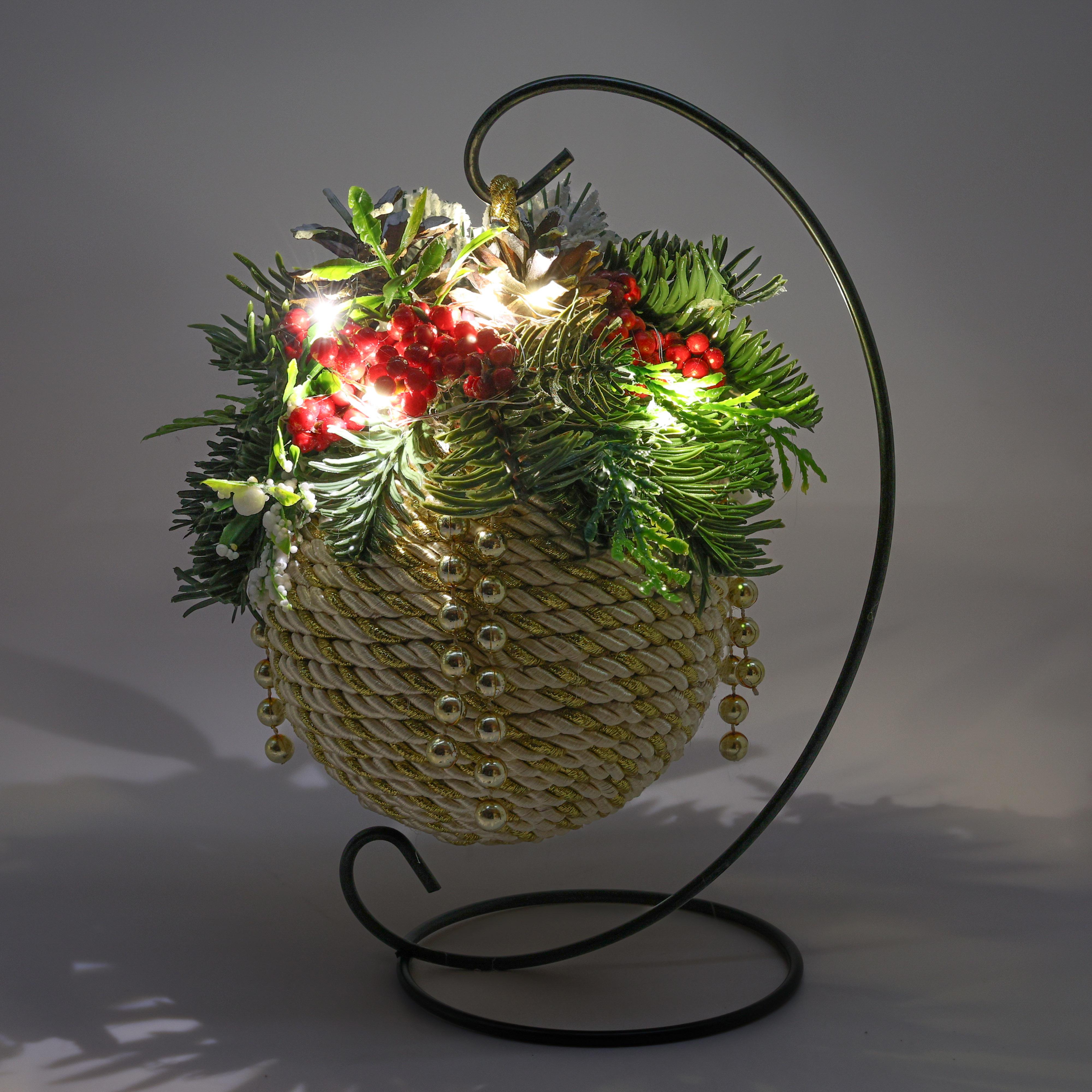 Композиция новогодняя GALA DECOR задекорированный золотистый шар 10 см (Ш1020ЛЗ) - фото 2