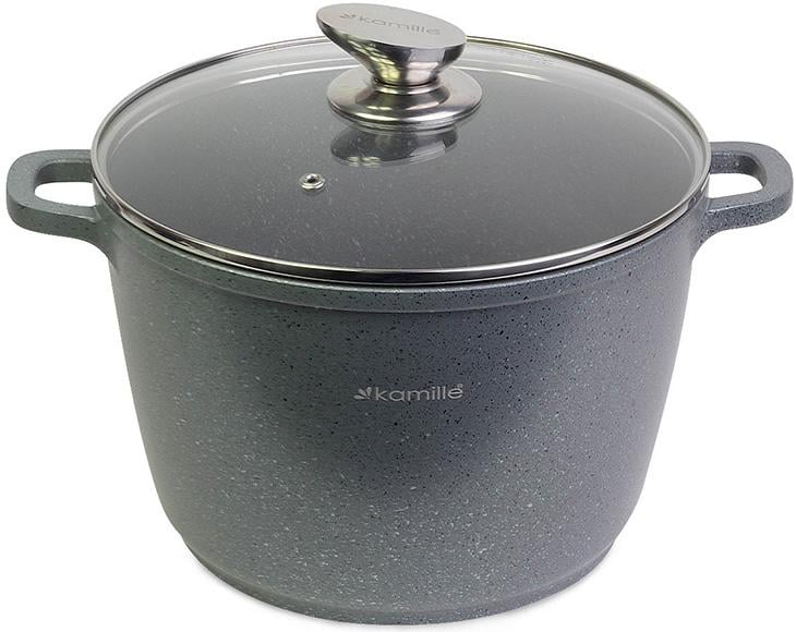 Кастрюля Kamille Landes 10 л с литыми алюминиевыми ручками Grey (KM-4428)