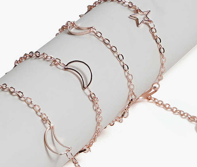 Ланцюжок для окулярів Зірки та місяць 9585 75 см Рожево-золотий (4506449) - фото 2