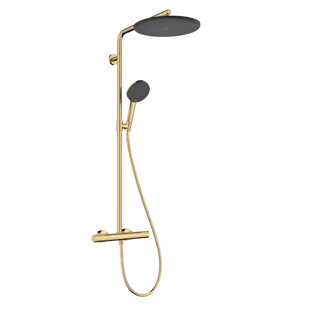 Душевая система Hansgrohe Raindance Alive S Puro 300 1jet Ecostat Element с термостатом металл Золотой (24592990)
