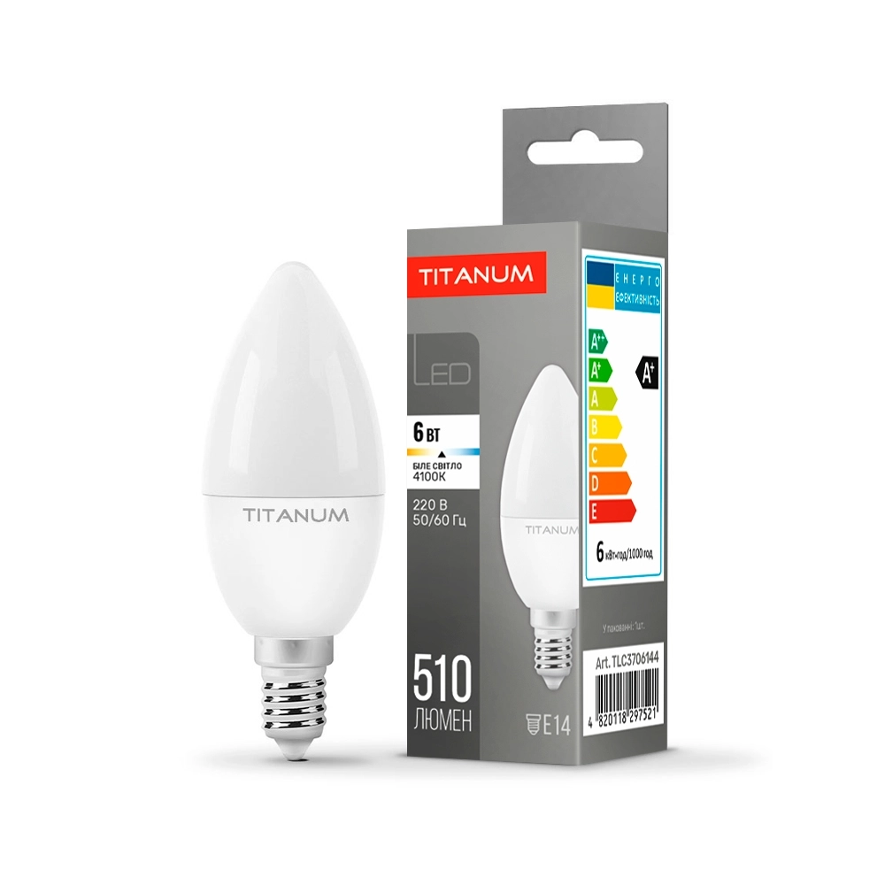 LED-лампа TITANUM C37 6W E14 4100K 220V (TLС3706144)