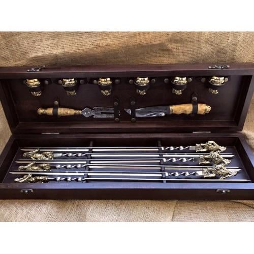 Набор для шашлыка Казаки Шампура/рюмки/нож/вилка