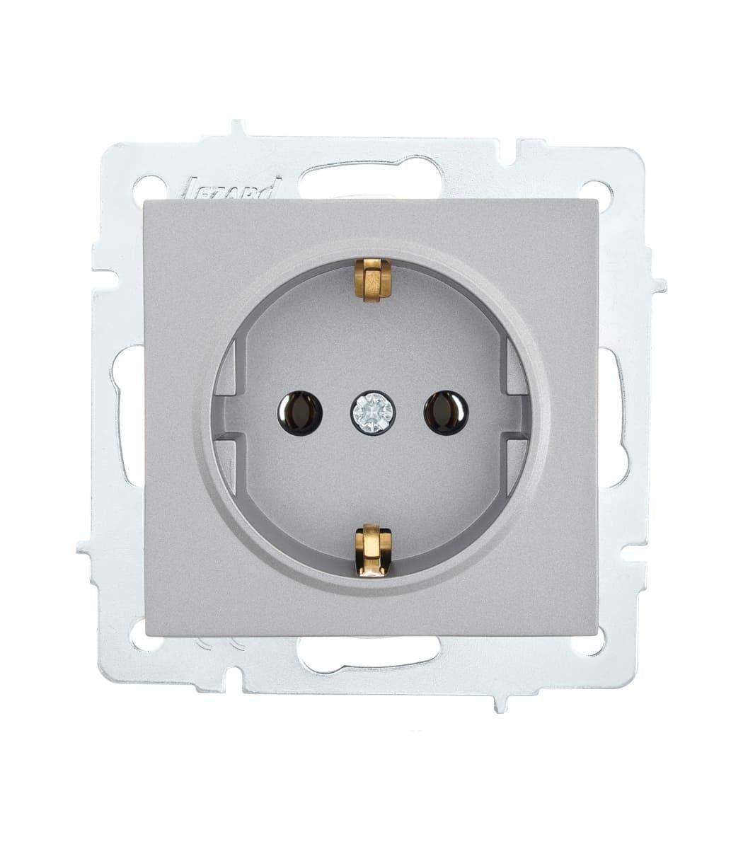 Розетка одинарная с заземлением Lezard Vesna Серый (00000023086)