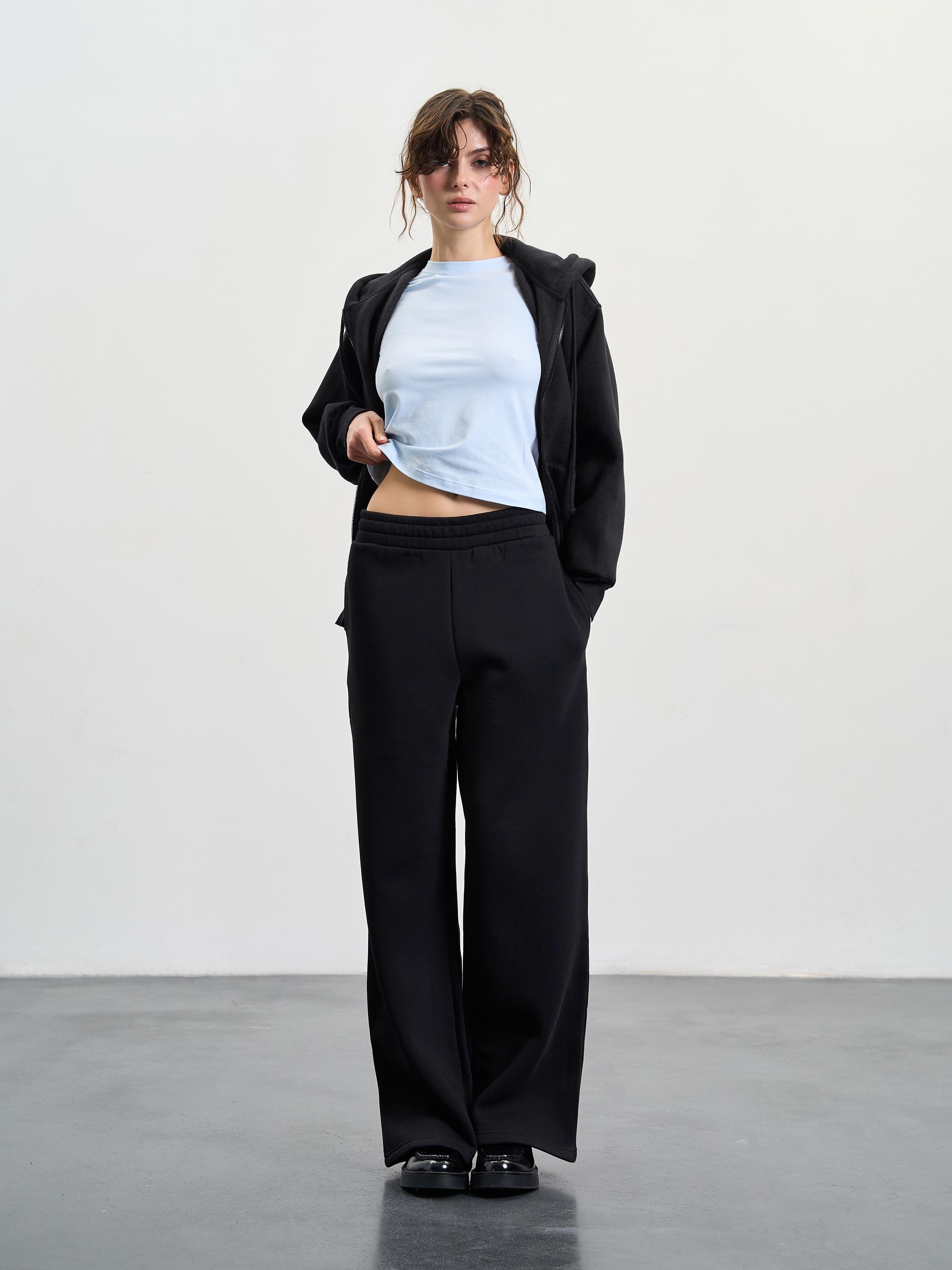 Зіп-худі жіноче утеплене зі спущеним плечем ROZA 240427 XL Чорний (4824005711275) - фото 4