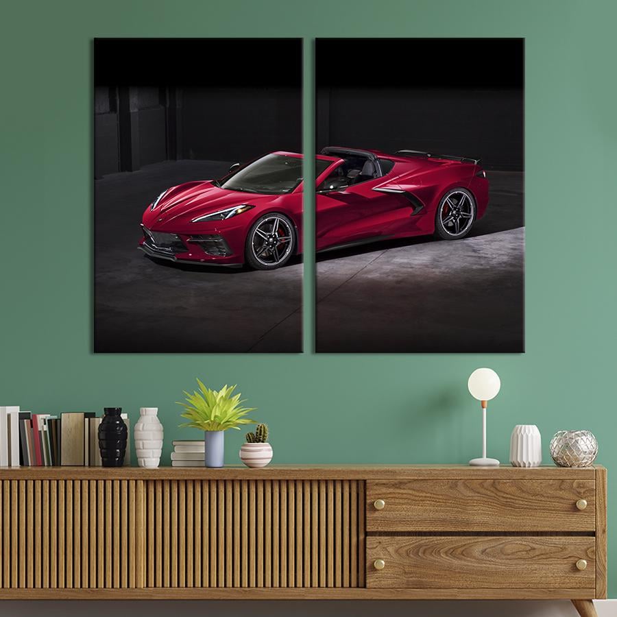 Картина на холсте Люксовый автомобиль Chevrolet Corvette C8 71x51 см (1256-2)