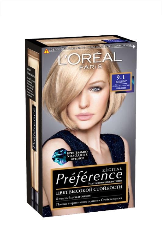 Фарба для волосся L'Oreal Paris Recital Preference 9,1 Вікінг Дуже світло-русявий попелястий (2699)