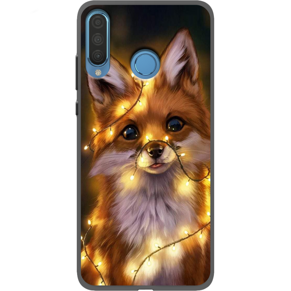 Чехол Boxface Huawei P30 Lite Рождественская лиса Черный силикон (36871-up2399-37511)