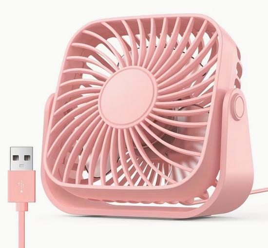 Вентилятор USB настольный портативный TOPK 3 скорости Розовый (35365653)