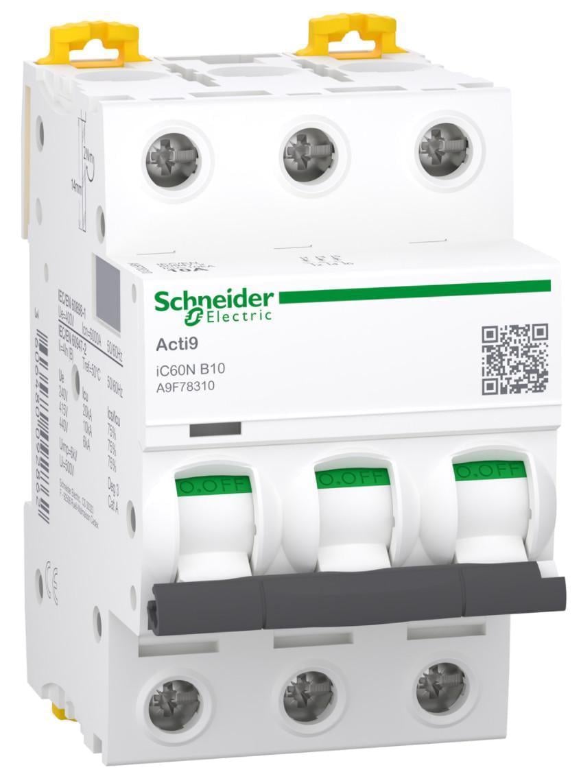 Автоматический выключатель Schneider Electric iC60N B 3P 10A (A9F78310)