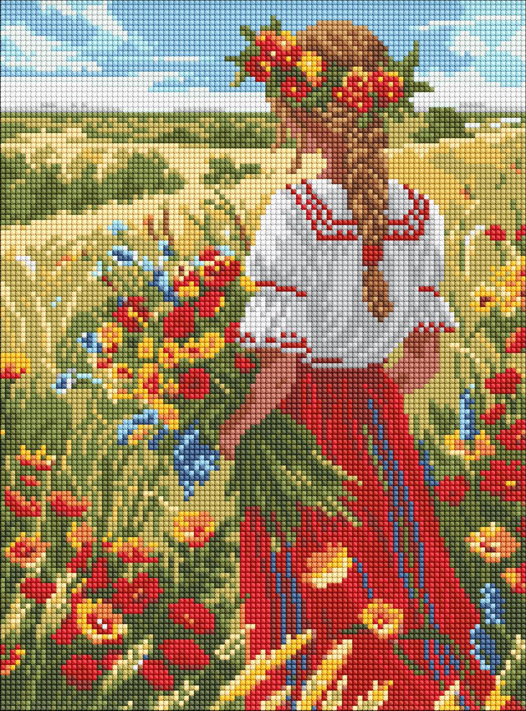 Набір з алмазною мозаїкою Ideyka У рідних полях AMO8057 на підрамнику 30x40 см (MTT-196038)