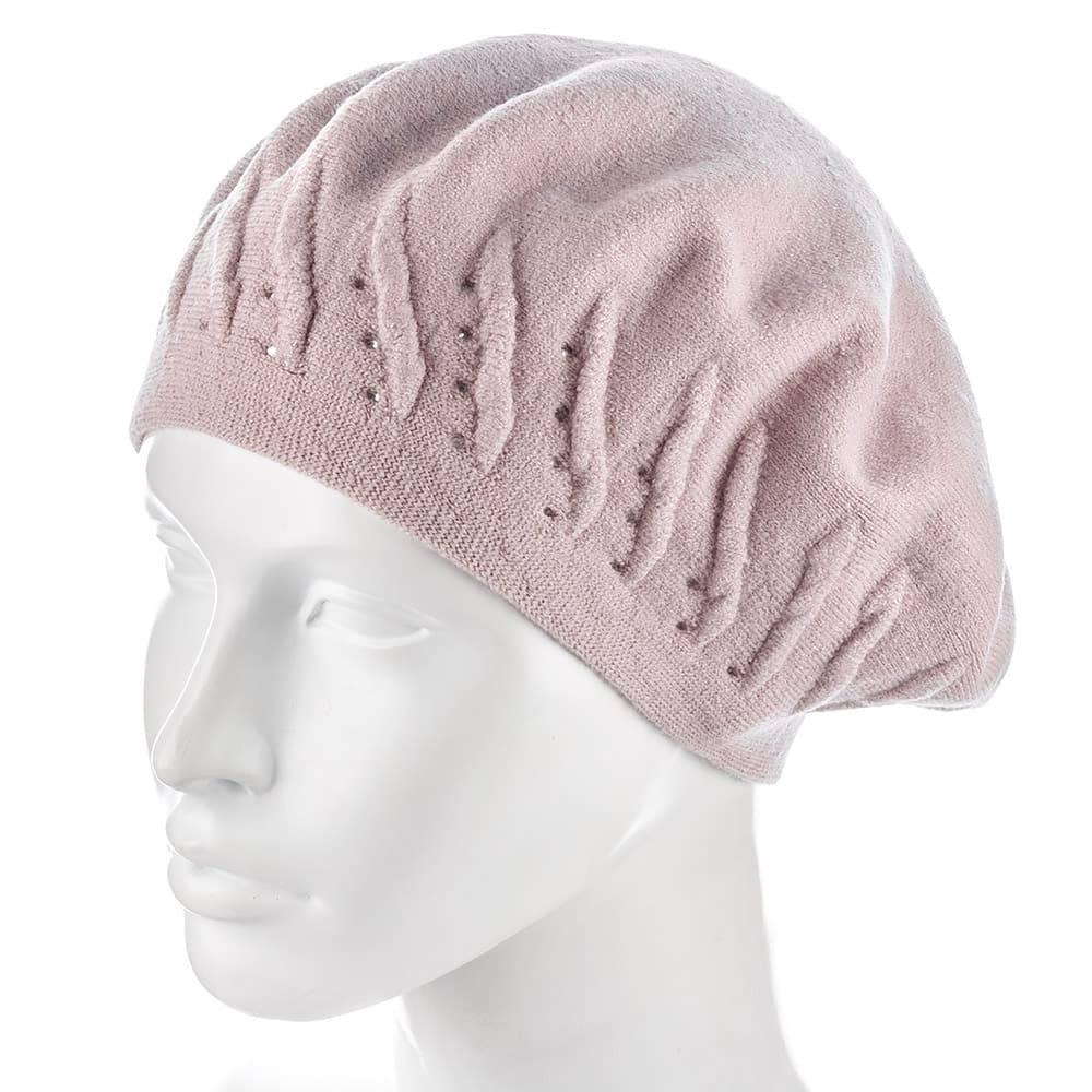 Берет женский Zolly ZH198 двойной тонкой вязки Светло-пудровый