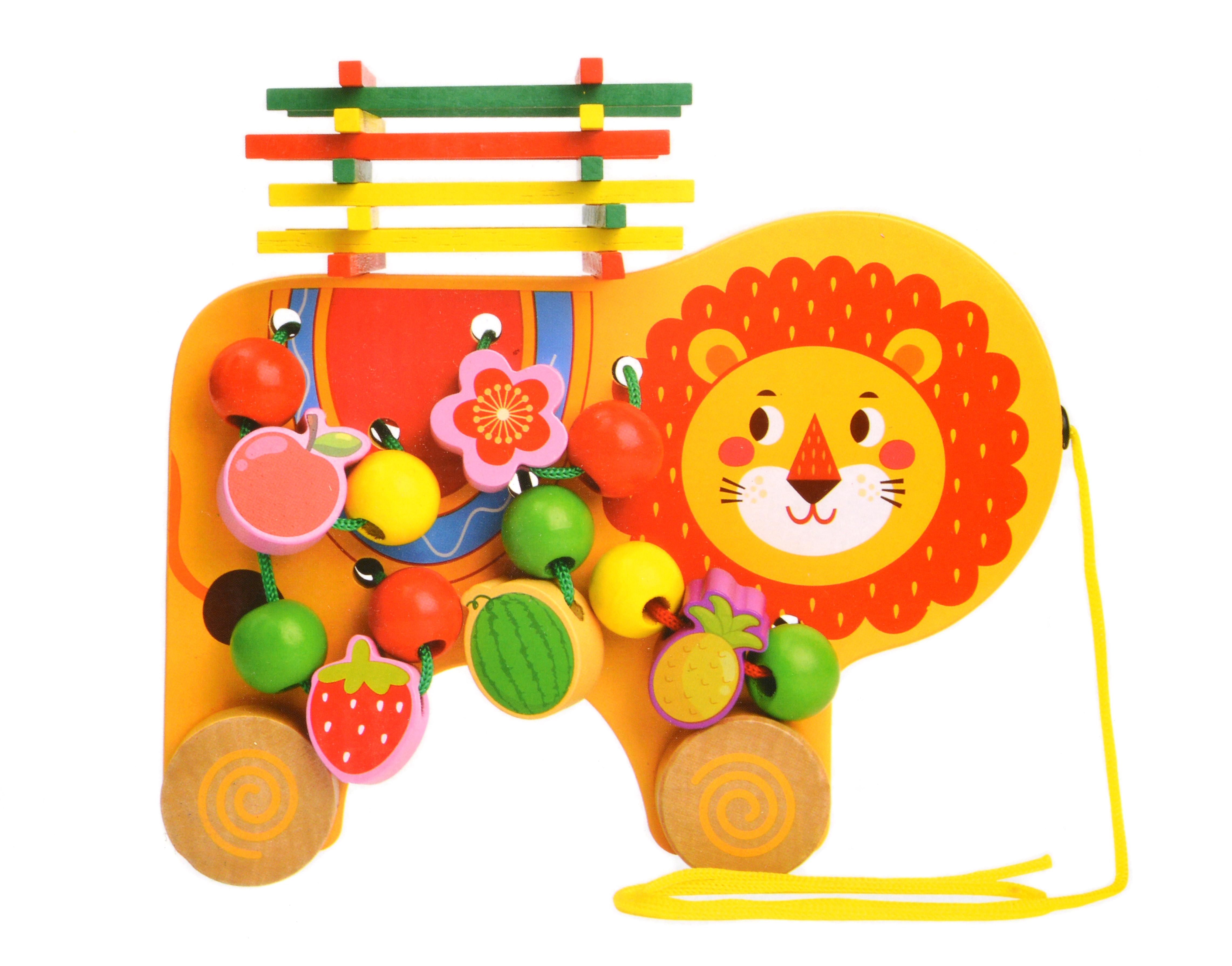 Каталка дерев'яна Лев шнурівка/балансир/лічильні палички (48173) - фото 2