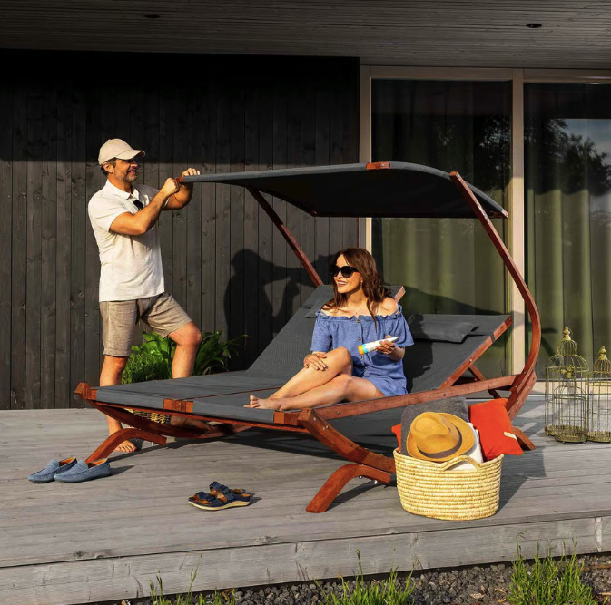 Садовий шезлонг Di Volio Pionza двомісний Сірий (4934) - фото 9