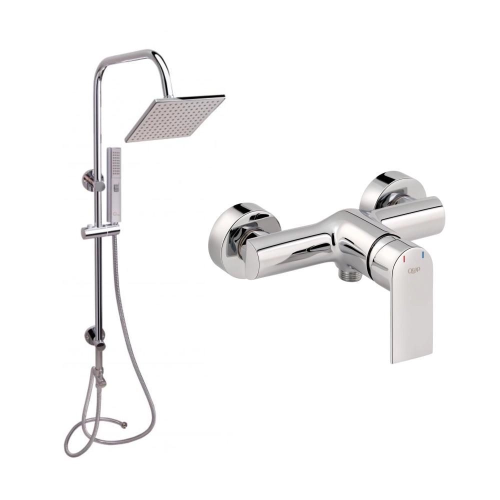 Набор для ванной комнаты Qtap Letovice QTLET4021101C/QT1001CRM с душевой стойкой Хром (FRRS00052198)