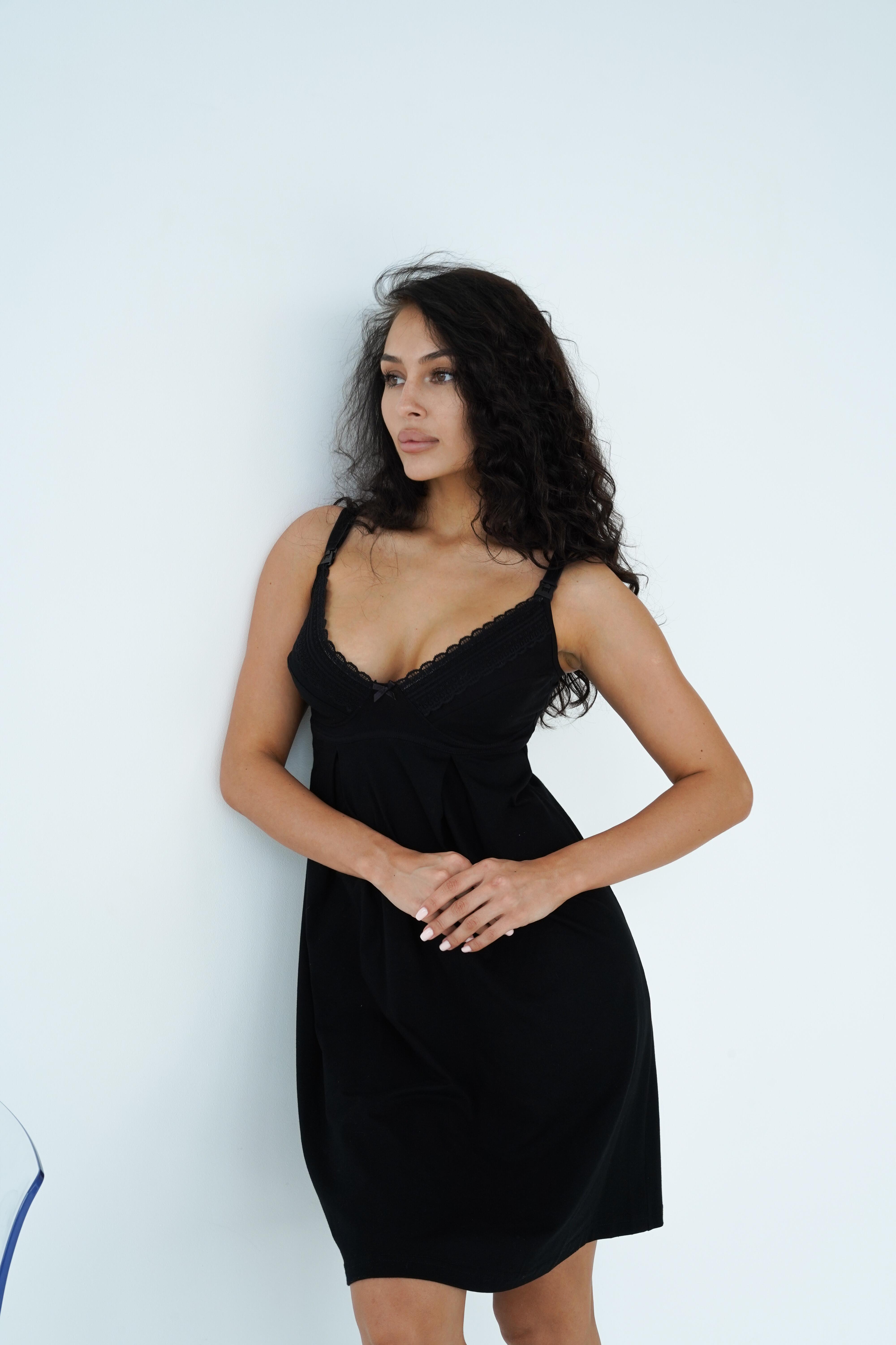 Ночная рубашка для кормления Soft&Lace L Черный (144254)