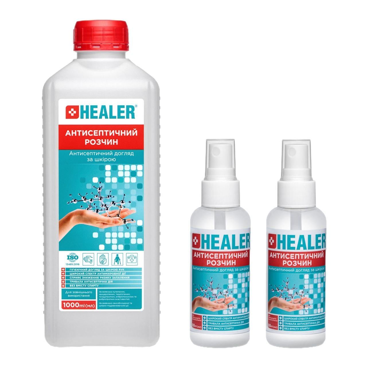 Антисептический раствор HEALER® 1000 мл и 2 шт. 60 мл (33393309)