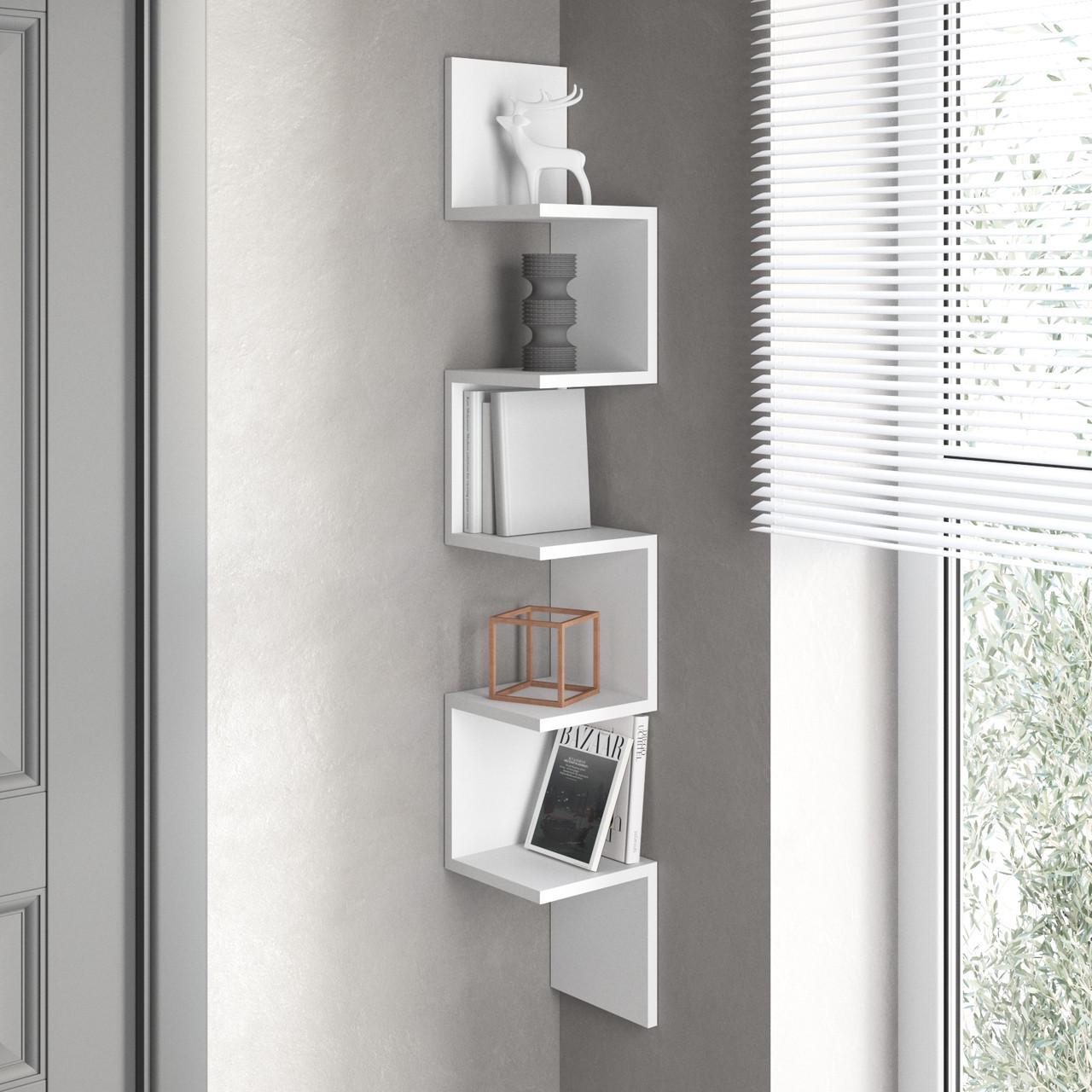 Полка к Угловая настенная VAYS из 5 секций 20х20х128 см Белый (2815580504)