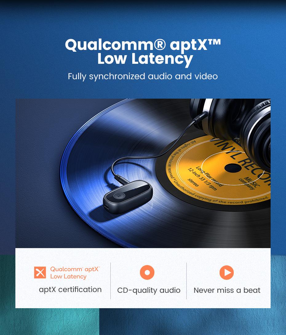 Адаптер UGREEN Bluetooth 5.1 приемник aptX HD Hi-Res 3,5 мм minijack AUX-micro USB Аудио AAC/SBC/aptX LL стерео Черный (70304) - фото 18