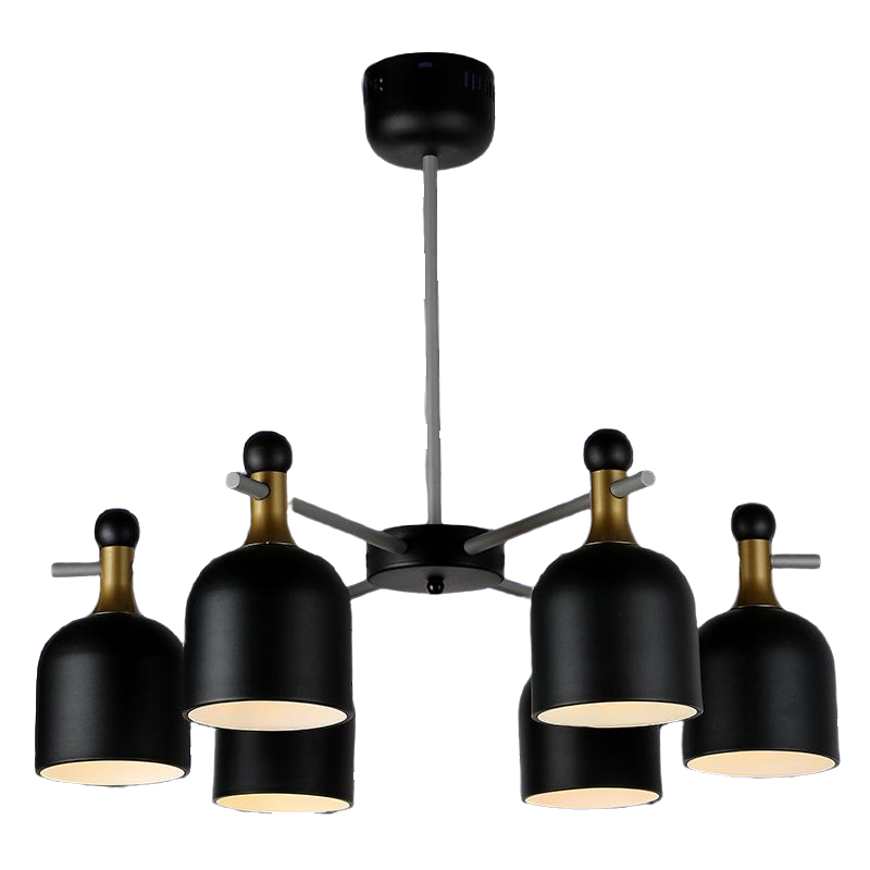 Люстра потолочная лофт Light House LS-13106-6 BK на шесть ламп Черный / Золото
